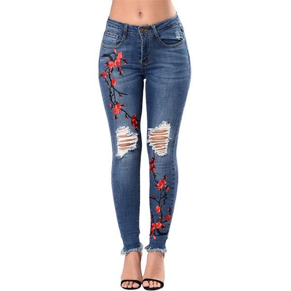 Ripped For Women Jeans Pencil Pants Denim