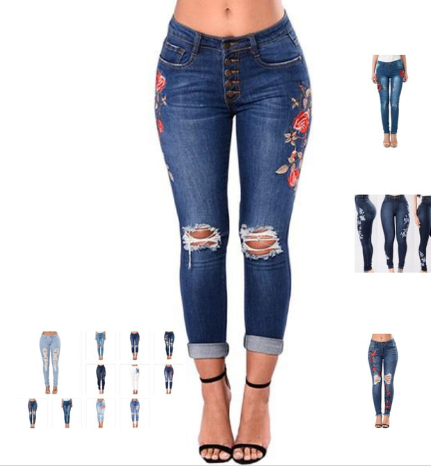 Ripped For Women Jeans Pencil Pants Denim