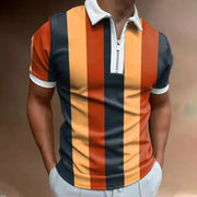 Men's POLO Shirt Striped Printed Short Sleeve T-Shirt Lapel