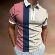 Men's POLO Shirt Striped Printed Short Sleeve T-Shirt Lapel