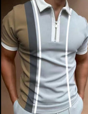 Men's POLO Shirt Striped Printed Short Sleeve T-Shirt Lapel